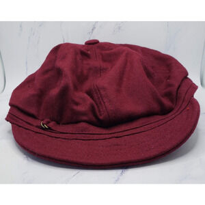 Woman's Classic Maroon Red Cloth Beret Hat Cap
